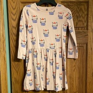 Tea Collection Pink and Blue Pleated Sundress with Peter Pan Collar